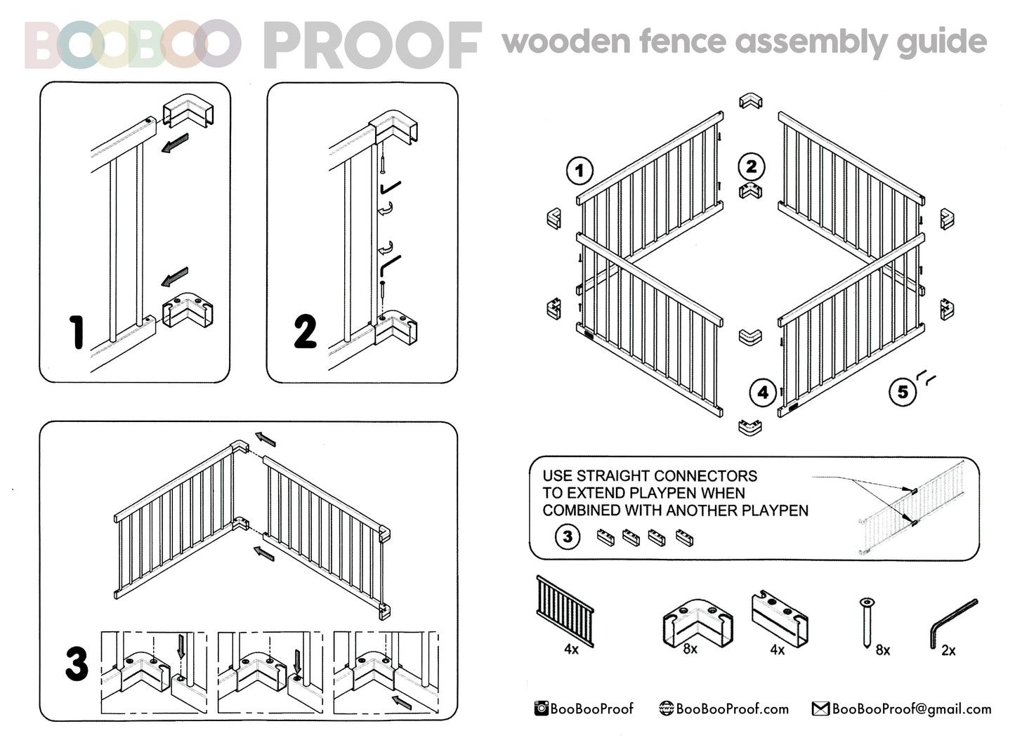 Wooden Playpen Extensions and Connectors